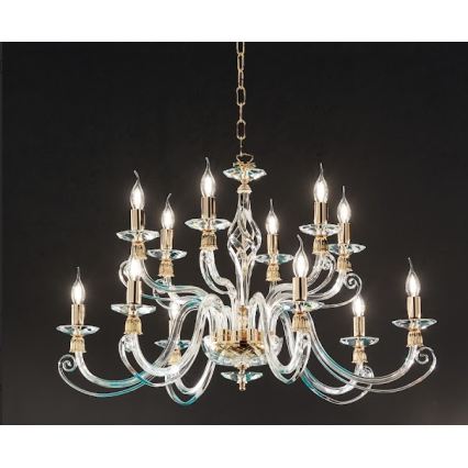 Ondaluce - Chain chandelier 1306 12xE14/10W/230V Ø 100 cm gold/clear