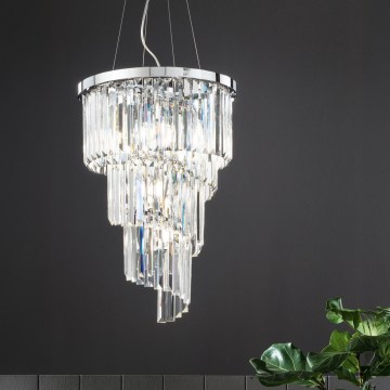 Ondaluce - Crystal chandelier suspended on cable ALEXANDER 7xE14/10W/230V Ø 40 cm polished chrome