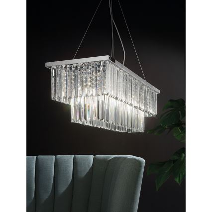 Ondaluce - DAIQUIRI Cable-Mounted Crystal Chandelier, 8x E14/10W/230V, Polished Chrome