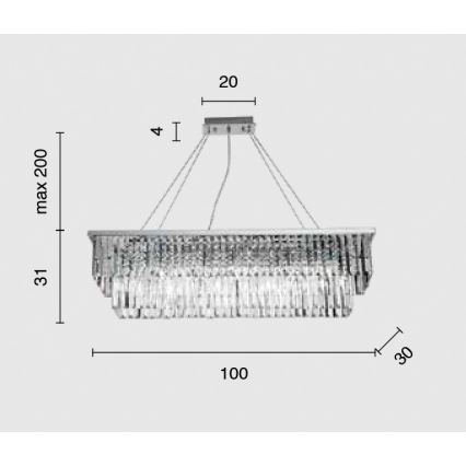 Ondaluce - DAIQUIRI Cable-Mounted Crystal Chandelier, 8x E14/10W/230V, Polished Chrome