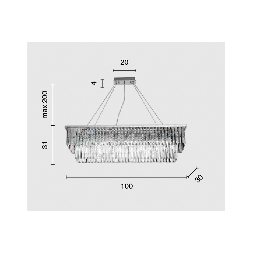 Ondaluce - DAIQUIRI Cable-Mounted Crystal Chandelier, 8x E14/10W/230V, Polished Chrome