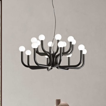 Ondaluce - DERBY Cable-Suspended Chandelier 16xG9/7W/230V, Ø 81.5 cm, Black