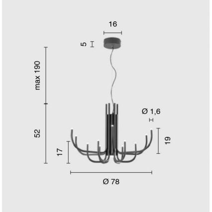 Ondaluce - Dimmable LED Cable-Hung Pendant NOUVEAU LED/35W/230V Ø 78 cm Black