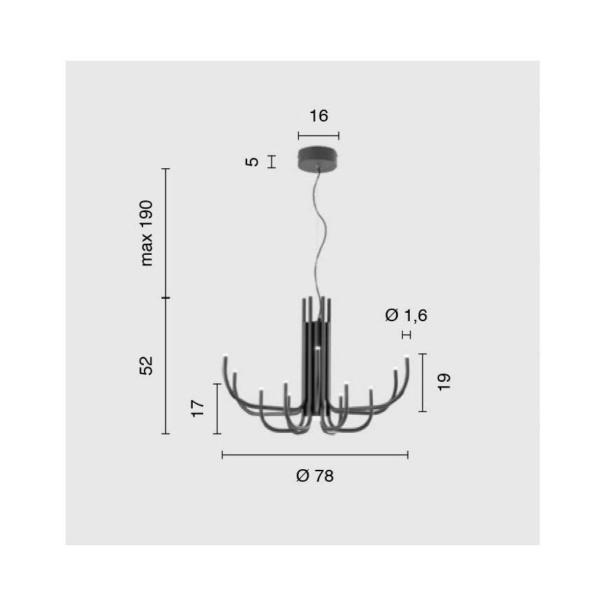 Ondaluce - Dimmable LED Cable-Hung Pendant NOUVEAU LED/35W/230V Ø 78 cm Black