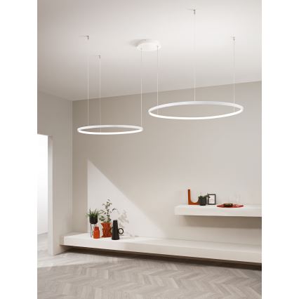 Ondaluce - SOEL LED Dimmable Cable-Suspended Chandelier LED/28W/230V + LED/38W, Ø 80/60 cm, White