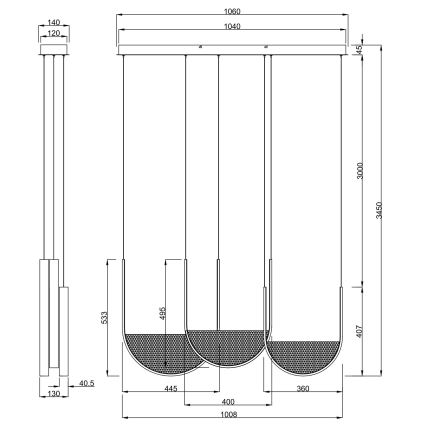 Ondaluce - Dimmable LED Cable Pendant LOTUS LED/70W/230V, Gold