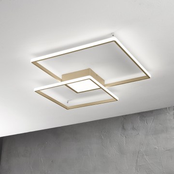 Ondaluce - Dimmable LED Ceiling Light DOWEL LED/46W/230V 55x55 cm Gold