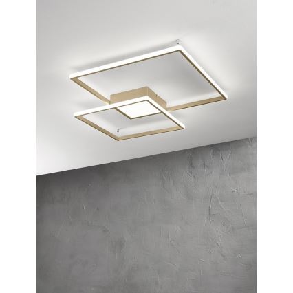 Ondaluce - Dimmable LED Ceiling Light DOWEL LED/46W/230V 55x55 cm Gold