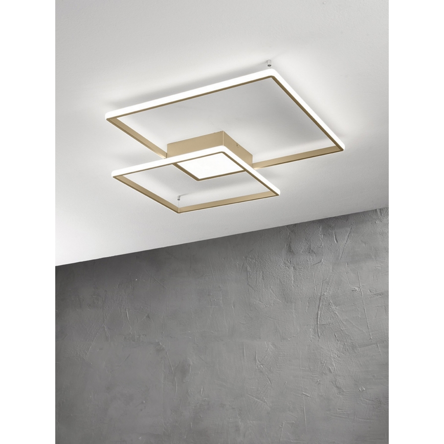 Ondaluce - Dimmable LED Ceiling Light DOWEL LED/46W/230V 55x55 cm Gold
