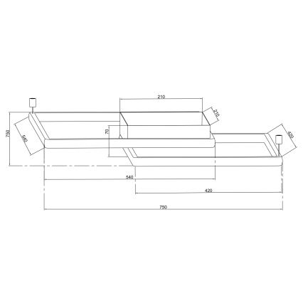 Ondaluce - Dimmable LED Ceiling Light DOWEL LED/60W/230V Silver