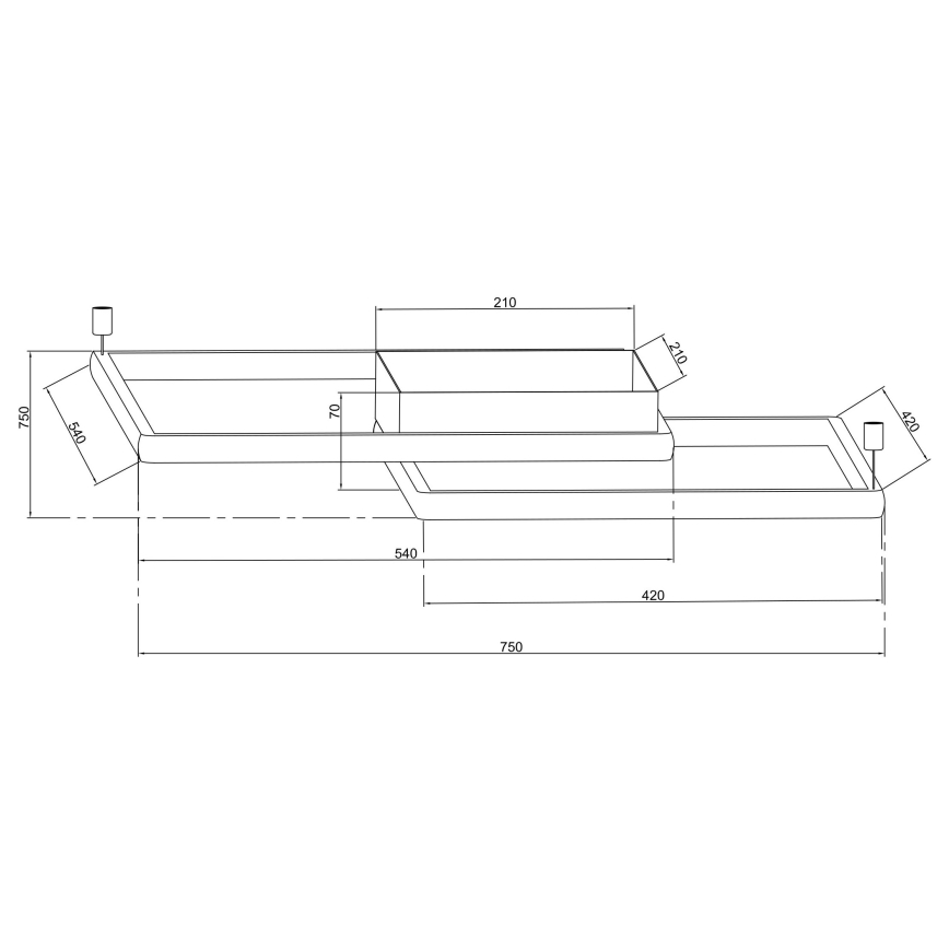 Ondaluce - Dimmable LED Ceiling Light DOWEL LED/60W/230V Silver