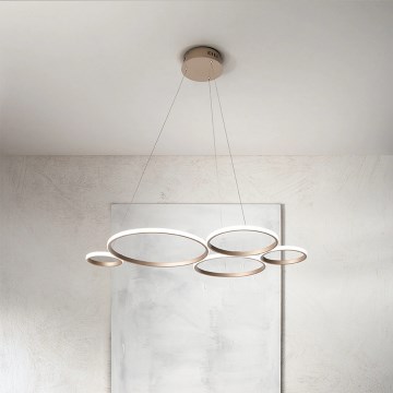 Ondaluce - Dimmable LED pendant suspended on cable POIS LED/60W/230V, gold finish