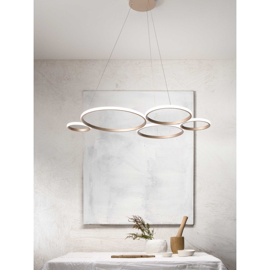 Ondaluce - Dimmable LED pendant suspended on cable POIS LED/60W/230V, gold finish