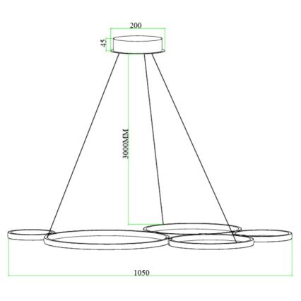 Ondaluce - Dimmable LED pendant suspended on cable POIS LED/60W/230V, gold finish