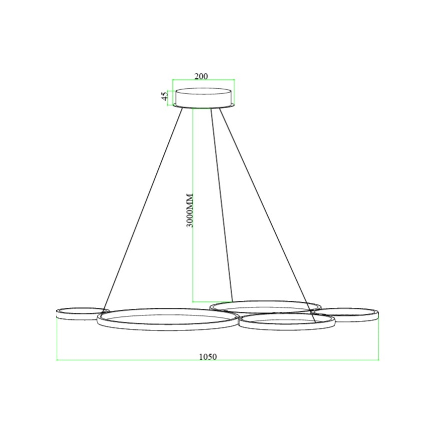 Ondaluce - Dimmable LED pendant suspended on cable POIS LED/60W/230V, gold finish