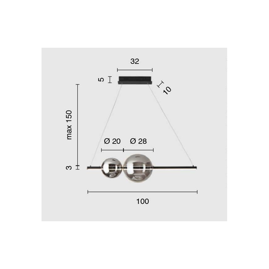 Ondaluce - FUFI LED Dimmable Pendant on Cable LED/40W/230V Smoked Black / Black