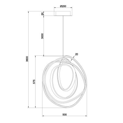 Ondaluce - GOLDEN Dimmable LED Pendant on Cable, 50W/230V, Ø 50 cm, Gold