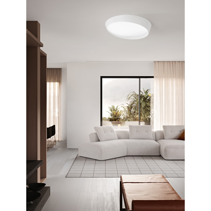 Ondaluce - HALF LED Dimmable Ceiling Light, 25 W, 230 V, 3000/4000 K, Ø 38.5 cm, White