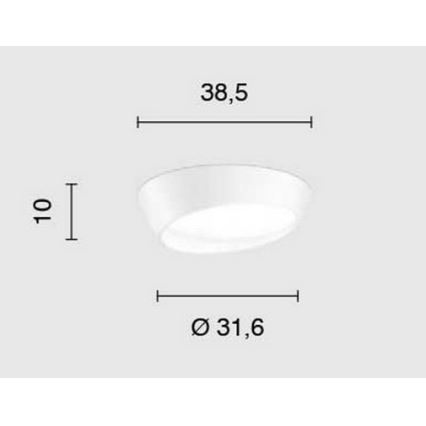 Ondaluce - HALF LED Dimmable Ceiling Light, 25 W, 230 V, 3000/4000 K, Ø 38.5 cm, White