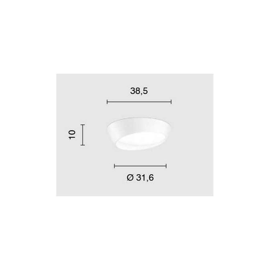 Ondaluce - HALF LED Dimmable Ceiling Light, 25 W, 230 V, 3000/4000 K, Ø 38.5 cm, White