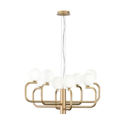Ondaluce - JEPPY Cable-Suspended Chandelier 8xG9/7W/230V Ø 78.5 cm Gold/White