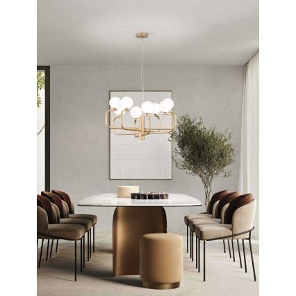 Ondaluce - JEPPY Cable-Suspended Chandelier 8xG9/7W/230V Ø 78.5 cm Gold/White