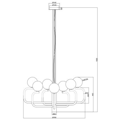 Ondaluce - JEPPY Cable-Suspended Chandelier 8xG9/7W/230V Ø 78.5 cm Gold/White