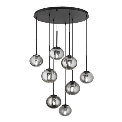 Ondaluce - JEWEL cable-hung chandelier 8xE14/10W/230V Ø 70 cm black/smoked black
