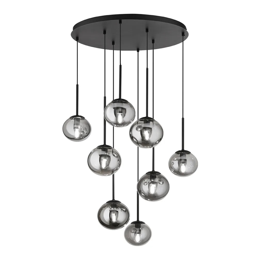 Ondaluce - JEWEL cable-hung chandelier 8xE14/10W/230V Ø 70 cm black/smoked black