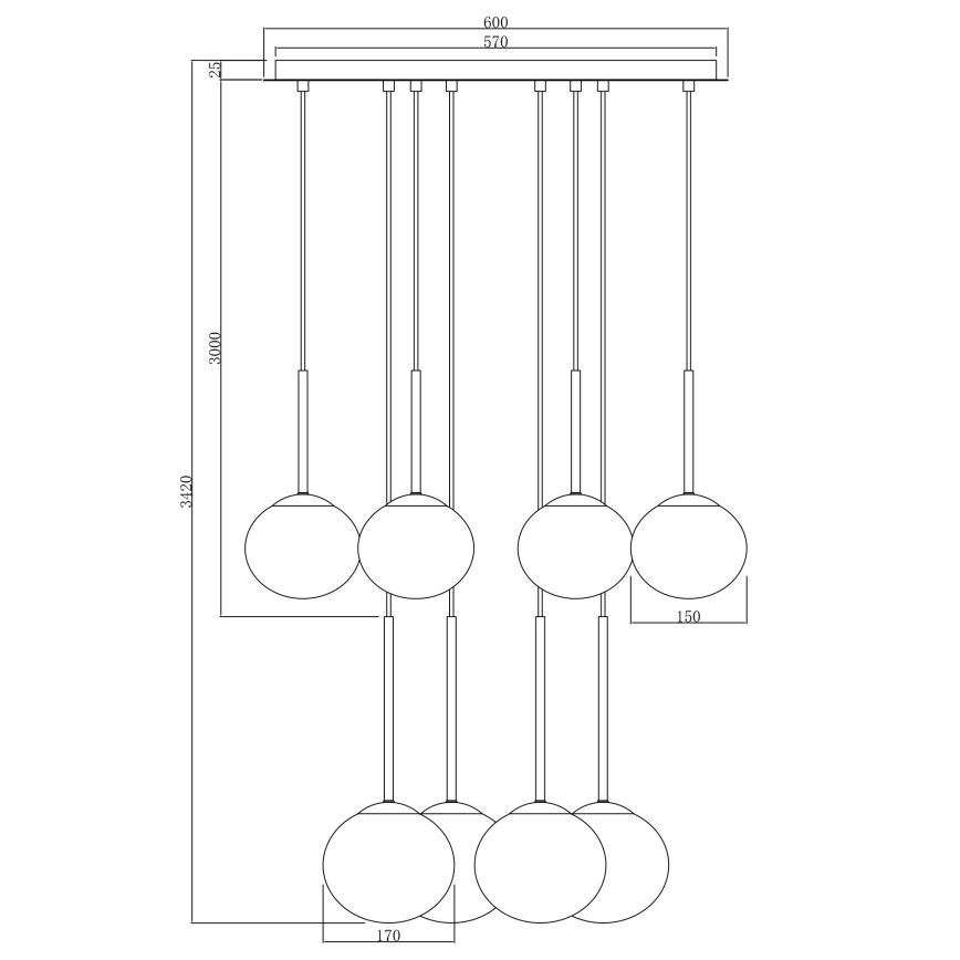 Ondaluce - JEWEL cable-hung chandelier 8xE14/10W/230V Ø 70 cm black/smoked black