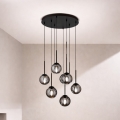 Ondaluce - JEWEL Cable-Hung Chandelier 8xE14/10W/230V Ø 70 cm Smoky Black