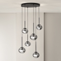 Ondaluce - JEWEL Cable Pendant Light, 6xE14/10W/230V, dia. 55 cm, Smoky Black