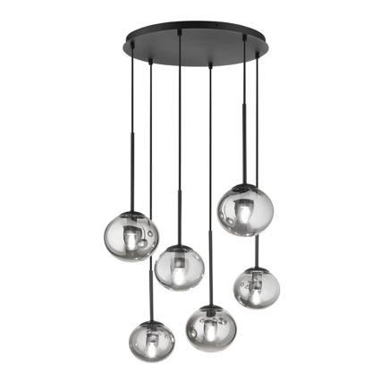 Ondaluce - JEWEL Cable Pendant Light, 6xE14/10W/230V, dia. 55 cm, Smoky Black