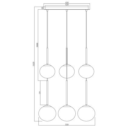 Ondaluce - JEWEL Cable Pendant Light, 6xE14/10W/230V, dia. 55 cm, Smoky Black