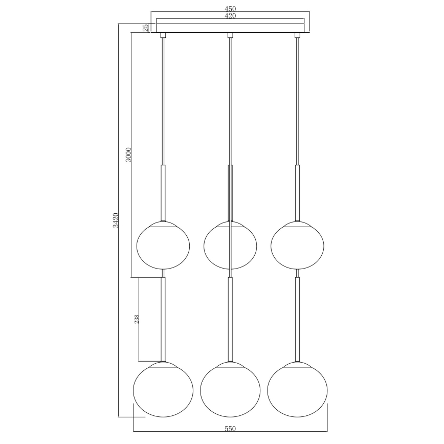 Ondaluce - JEWEL Cable Pendant Light, 6xE14/10W/230V, dia. 55 cm, Smoky Black