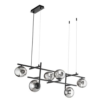 Ondaluce - JEWEL cable-suspended chandelier 6xE14/10W/230V Black/Smoked Black