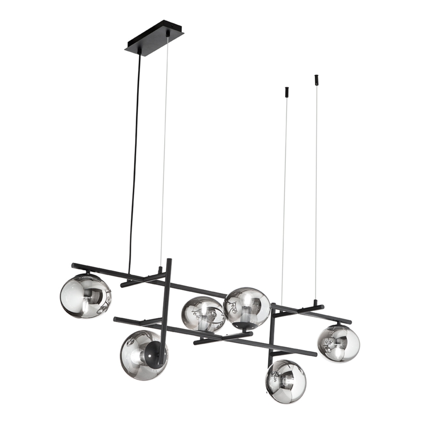 Ondaluce - JEWEL cable-suspended chandelier 6xE14/10W/230V Black/Smoked Black