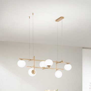 Ondaluce - JEWEL cable-suspended chandelier 6xE14/10W/230V gold/white