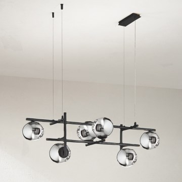 Ondaluce - JEWEL cable-suspended chandelier 6xE14/10W/230V smoked black