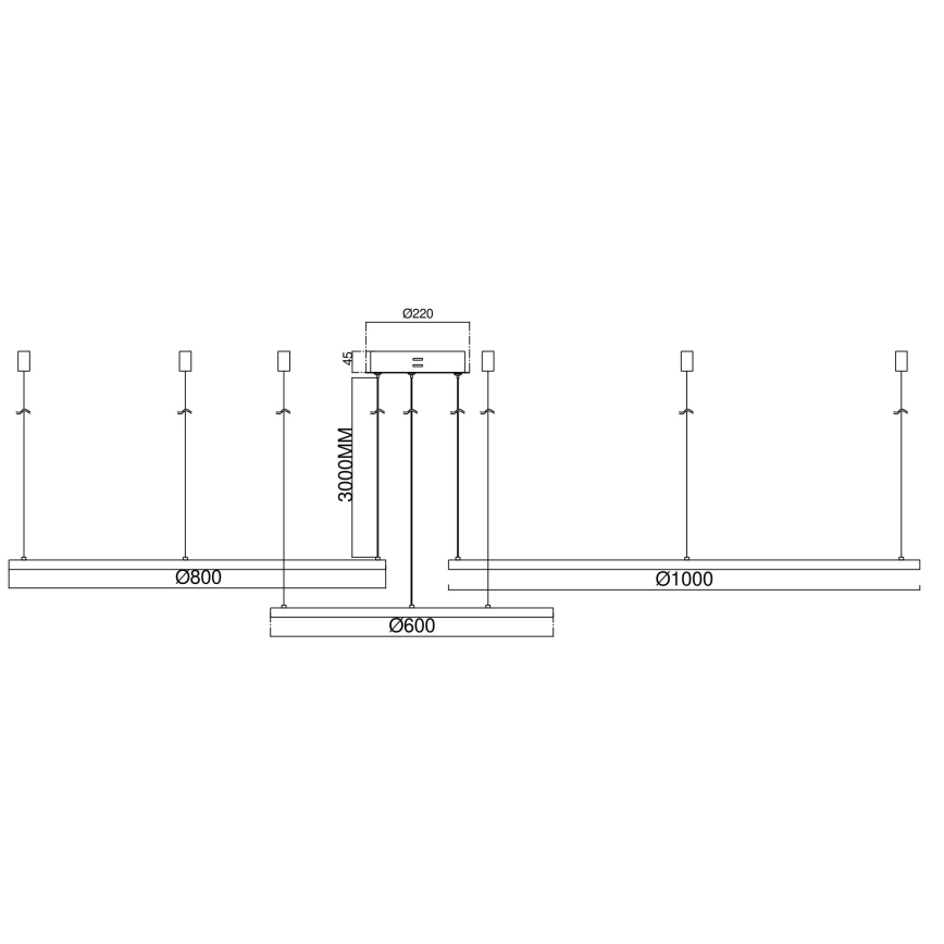 Ondaluce - Dimmable LED pendant light on cable SOEL LED/28W/230V + LED/38W + LED/47W Ø 100/80/60 cm white