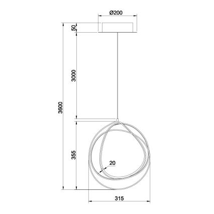 Ondaluce - LED Dimmable pendant light on cable GOLDEN LED/28W/230V gold