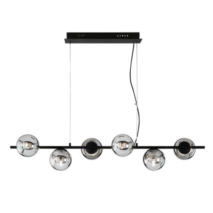 Ondaluce - MONILE Cable Pendant Chandelier 6xE14/10W/230V Black/Smoked Black