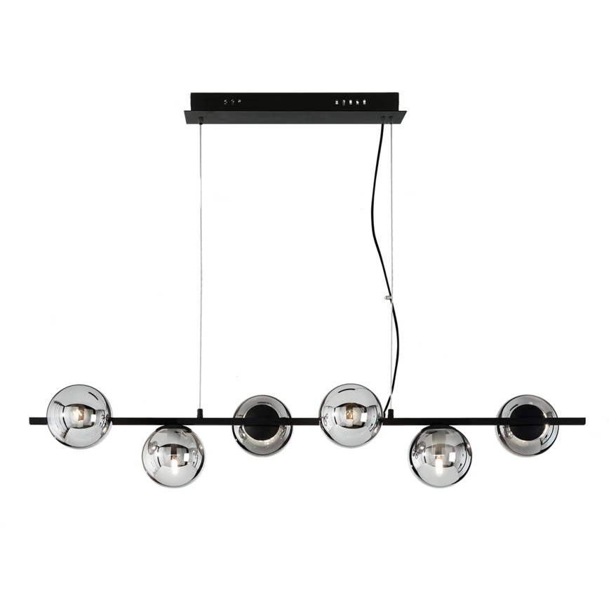 Ondaluce - MONILE Cable Pendant Chandelier 6xE14/10W/230V Black/Smoked Black
