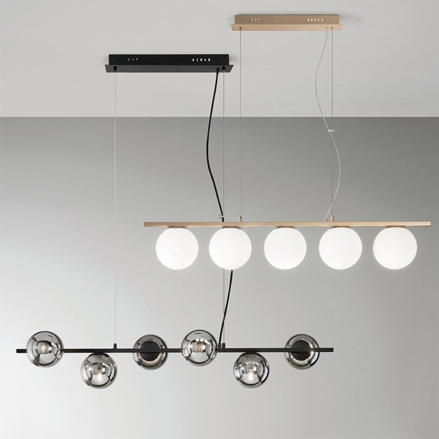Ondaluce - MONILE Cable Pendant Chandelier 6xE14/10W/230V Black/Smoked Black