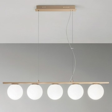 Ondaluce - MONILE cable pendant light 5xE14/10W/230V gold/white