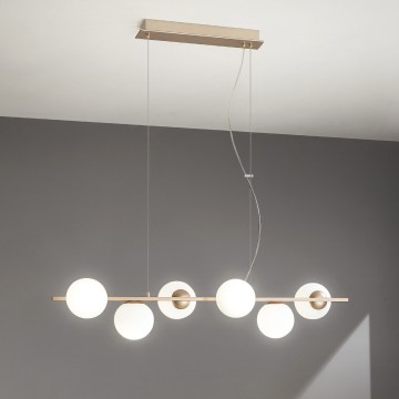 Ondaluce - MONILE cable-suspended chandelier 6xE14/10W/230V gold/white