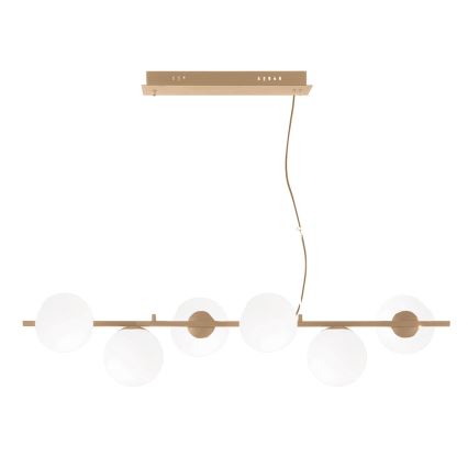 Ondaluce - MONILE cable-suspended chandelier 6xE14/10W/230V gold/white