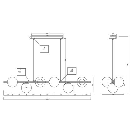 Ondaluce - MONILE Cable-Suspended Chandelier 6xE14/10W/230V Smoked Black