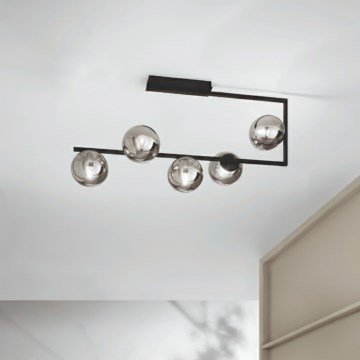 Ondaluce - MONILE Rod Chandelier 5xE14/10W/230V Smoky Black Black