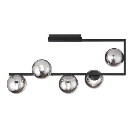 Ondaluce - MONILE Rod-Mounted Chandelier 5xE14/10W/230V Black/Smoked Black
